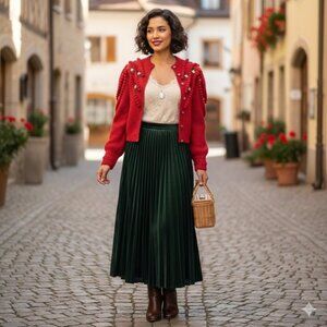 VTG Goschler Handmade Pure New Wool Trachten Bobble Knit Cardigan Sweater WM 38